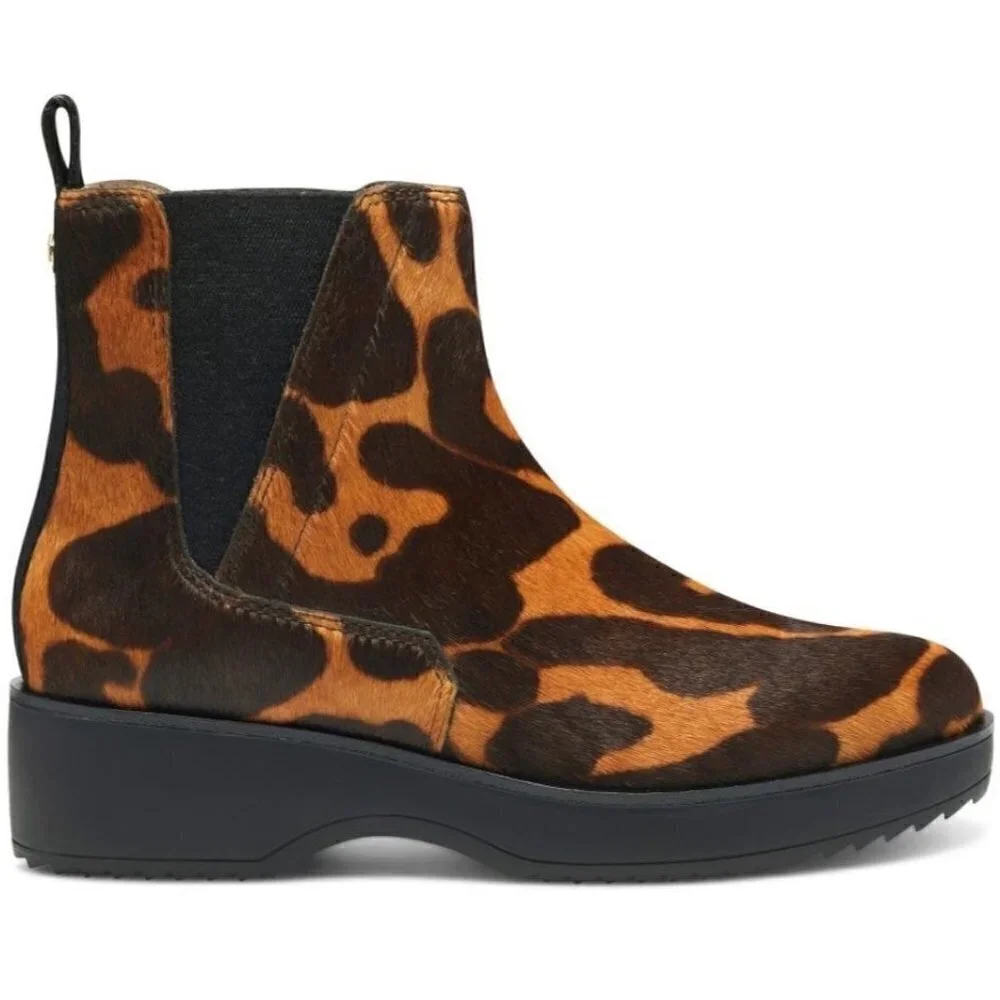 Louise Et Cie Women's EUC Zareb Leopard Cow Hair Fur Y2K Platform Boots Size 7.5